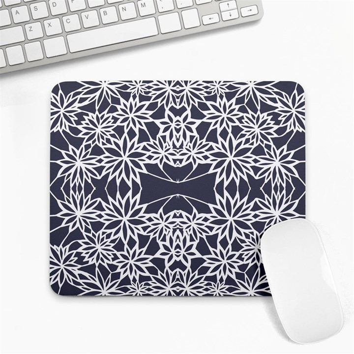 Blue White Lace Flower Floral Star Large Mousepads