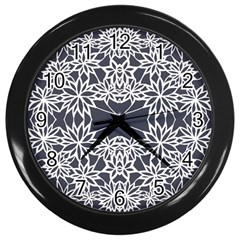 Blue White Lace Flower Floral Star Wall Clocks (black) by Mariart