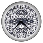 Blue White Lace Flower Floral Star Wall Clocks (Silver)  Front