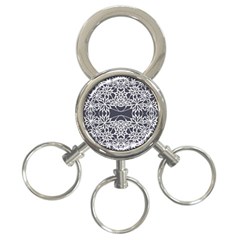 Blue White Lace Flower Floral Star 3-ring Key Chains by Mariart