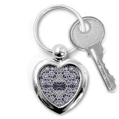 Blue White Lace Flower Floral Star Key Chains (heart) 