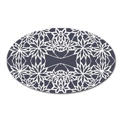 Blue White Lace Flower Floral Star Oval Magnet