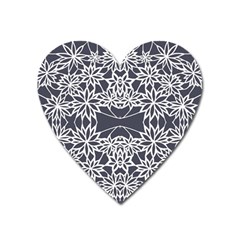 Blue White Lace Flower Floral Star Heart Magnet by Mariart