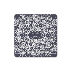 Blue White Lace Flower Floral Star Square Magnet