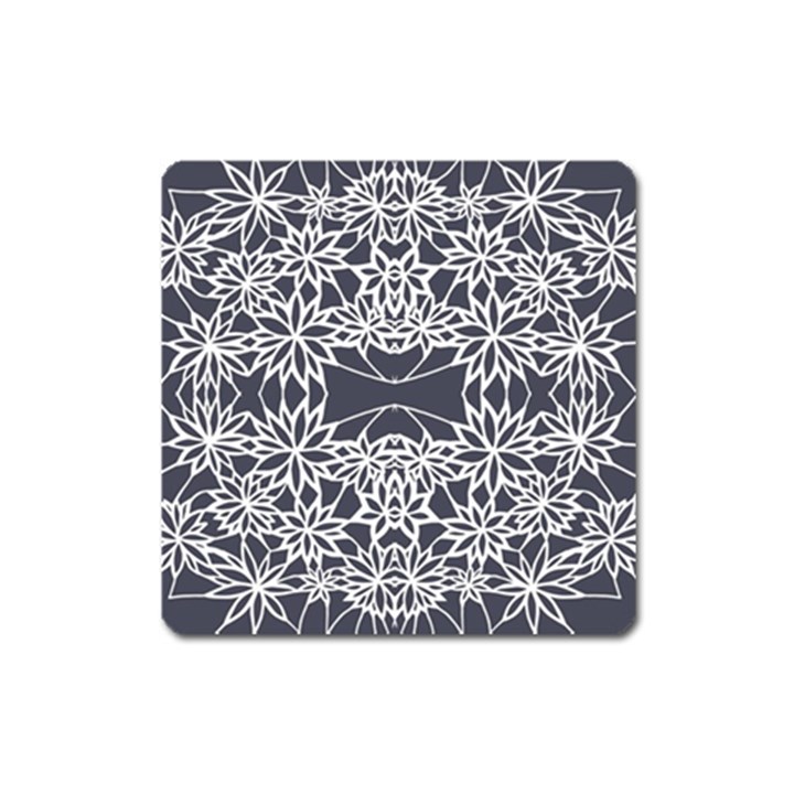 Blue White Lace Flower Floral Star Square Magnet