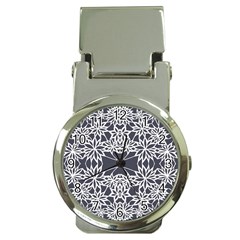 Blue White Lace Flower Floral Star Money Clip Watches