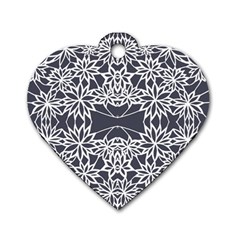 Blue White Lace Flower Floral Star Dog Tag Heart (one Side) by Mariart