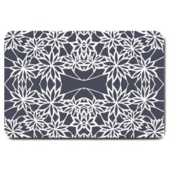 Blue White Lace Flower Floral Star Large Doormat  by Mariart