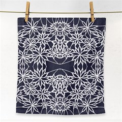 Blue White Lace Flower Floral Star Face Towel