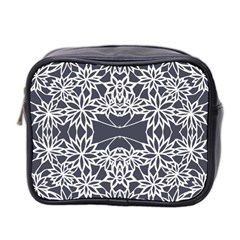 Blue White Lace Flower Floral Star Mini Toiletries Bag 2-side by Mariart