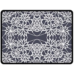 Blue White Lace Flower Floral Star Fleece Blanket (large)  by Mariart