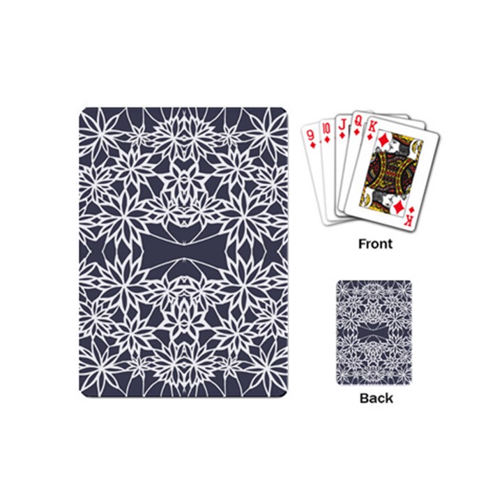 Blue White Lace Flower Floral Star Playing Cards (Mini) 