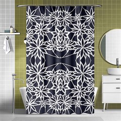 Blue White Lace Flower Floral Star Shower Curtain 48  X 72  (small) 