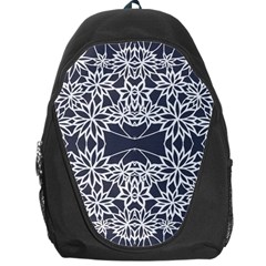 Blue White Lace Flower Floral Star Backpack Bag by Mariart