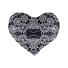 Blue White Lace Flower Floral Star Standard 16  Premium Heart Shape Cushions