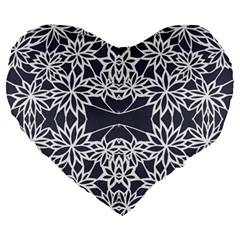 Blue White Lace Flower Floral Star Large 19  Premium Heart Shape Cushions by Mariart