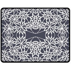 Blue White Lace Flower Floral Star Double Sided Fleece Blanket (medium)  by Mariart