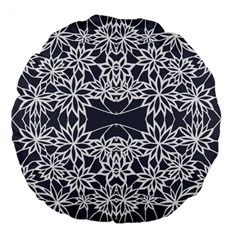 Blue White Lace Flower Floral Star Large 18  Premium Flano Round Cushions