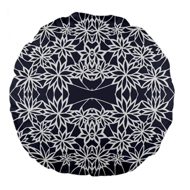 Blue White Lace Flower Floral Star Large 18  Premium Flano Round Cushions