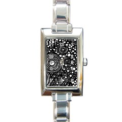 Circle Polka Dots Black White Rectangle Italian Charm Watch