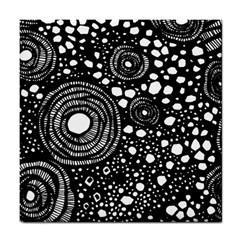 Circle Polka Dots Black White Tile Coasters