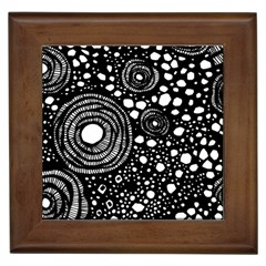 Circle Polka Dots Black White Framed Tiles