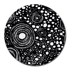 Circle Polka Dots Black White Round Mousepads by Mariart