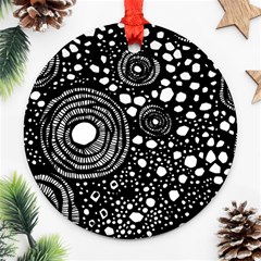 Circle Polka Dots Black White Ornament (round) by Mariart