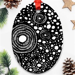 Circle Polka Dots Black White Ornament (oval)