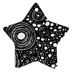 Circle Polka Dots Black White Ornament (star) by Mariart