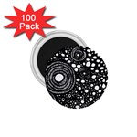 Circle Polka Dots Black White 1.75  Magnets (100 pack)  Front