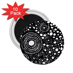 Circle Polka Dots Black White 2.25  Magnets (10 pack) 