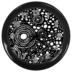 Circle Polka Dots Black White Wall Clocks (black) by Mariart