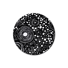 Circle Polka Dots Black White Rubber Coaster (round)  by Mariart