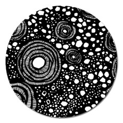 Circle Polka Dots Black White Magnet 5  (round) by Mariart