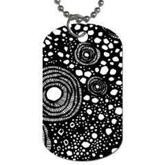 Circle Polka Dots Black White Dog Tag (One Side)