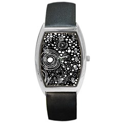 Circle Polka Dots Black White Barrel Style Metal Watch by Mariart