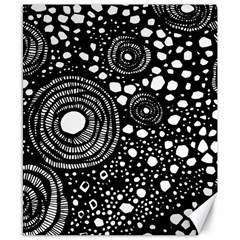 Circle Polka Dots Black White Canvas 8  x 10 