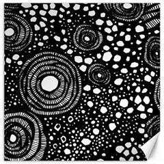 Circle Polka Dots Black White Canvas 12  x 12  