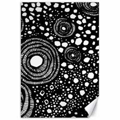 Circle Polka Dots Black White Canvas 20  x 30  