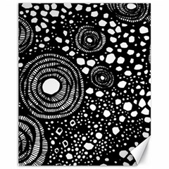 Circle Polka Dots Black White Canvas 11  x 14  