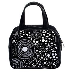 Circle Polka Dots Black White Classic Handbags (2 Sides)