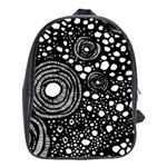 Circle Polka Dots Black White School Bag (Large) Front