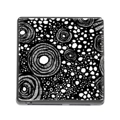 Circle Polka Dots Black White Memory Card Reader (Square)