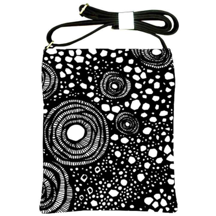 Circle Polka Dots Black White Shoulder Sling Bags