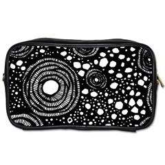 Circle Polka Dots Black White Toiletries Bags by Mariart