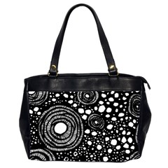 Circle Polka Dots Black White Office Handbags (2 Sides)  by Mariart