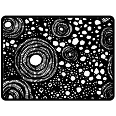 Circle Polka Dots Black White Fleece Blanket (Large) 