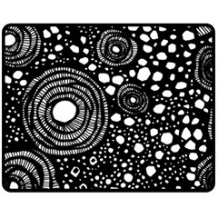 Circle Polka Dots Black White Fleece Blanket (Medium) 