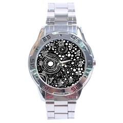 Circle Polka Dots Black White Stainless Steel Analogue Watch